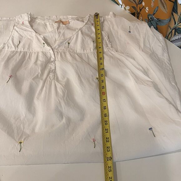 La Cera Nightgown w Pockets Sz XL Embroidered Cottagecore Floral 100% Cotton - Picture 11 of 11